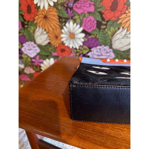 Min & Mon Vali Small Crossbody Handbag All Over Eyes Fur Black / Blue / Orange - Picture 10 of 13